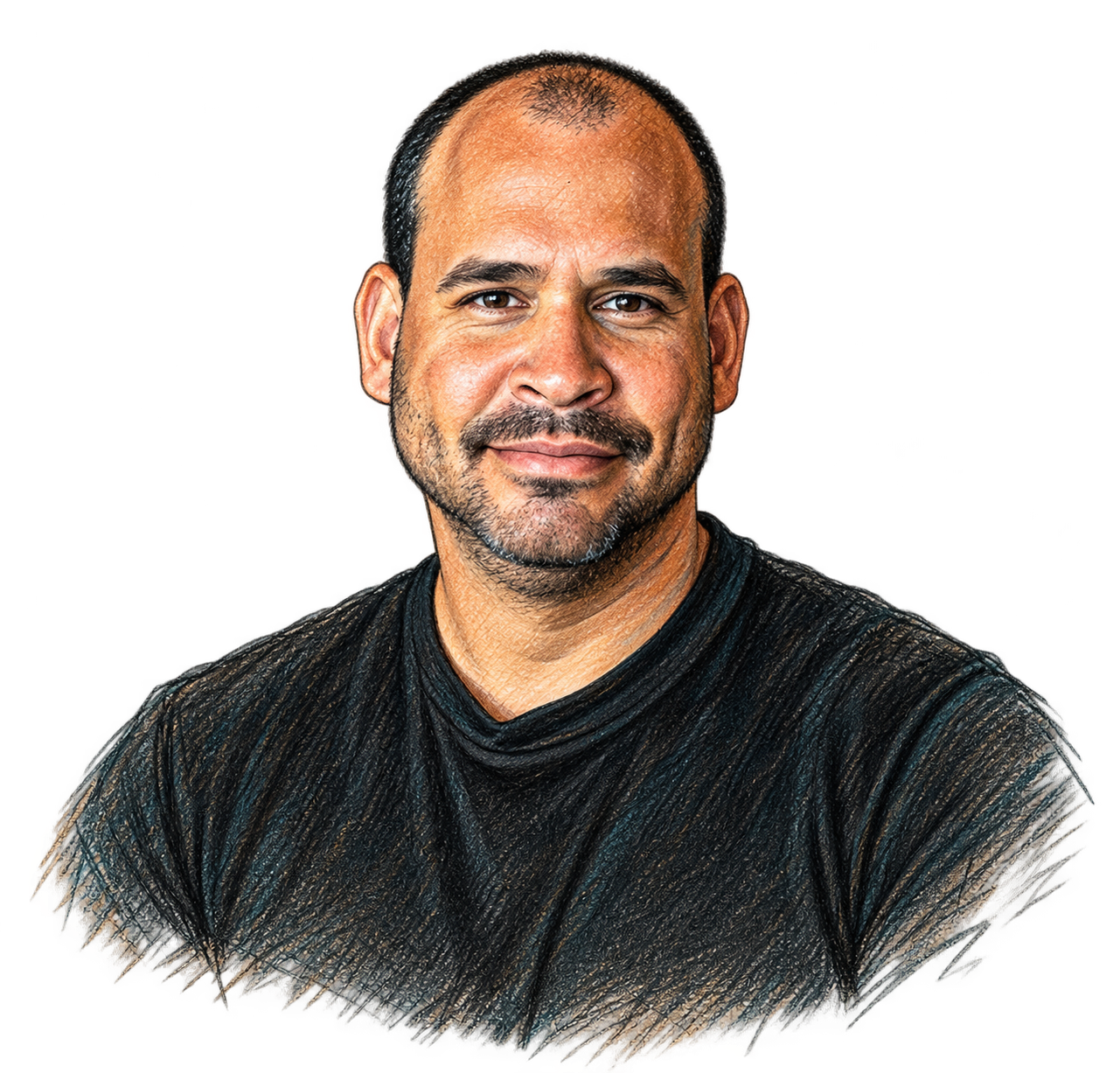 An ink and pencil portrait of Jules Isaak